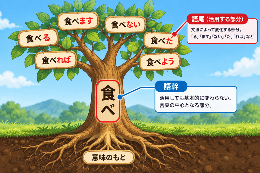 日本語　語幹　とは